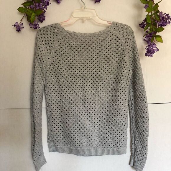 Loft Open Knit Gray Sweater - Picture 4 of 7